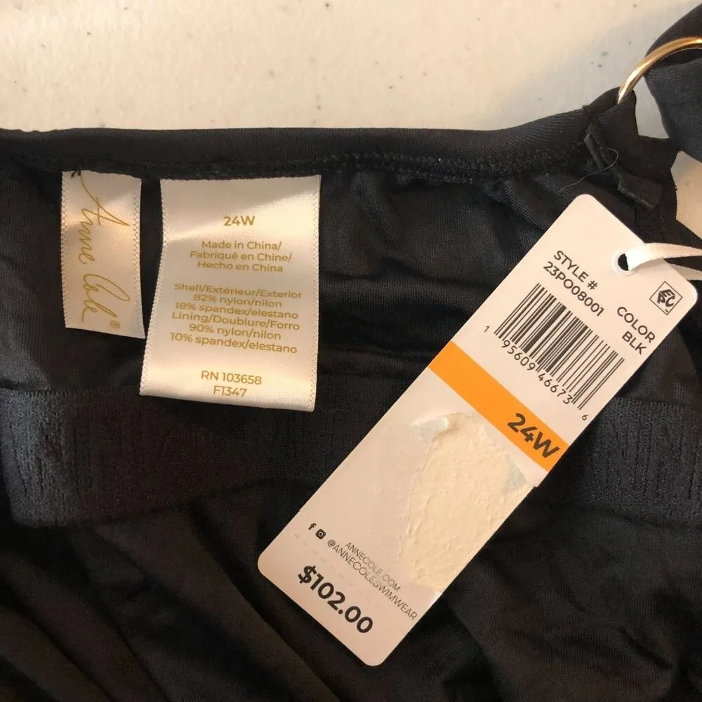 Anne Cole Plus Size Live in Color Square Neck One-Piece Swimsuit Black 24W - Image 4