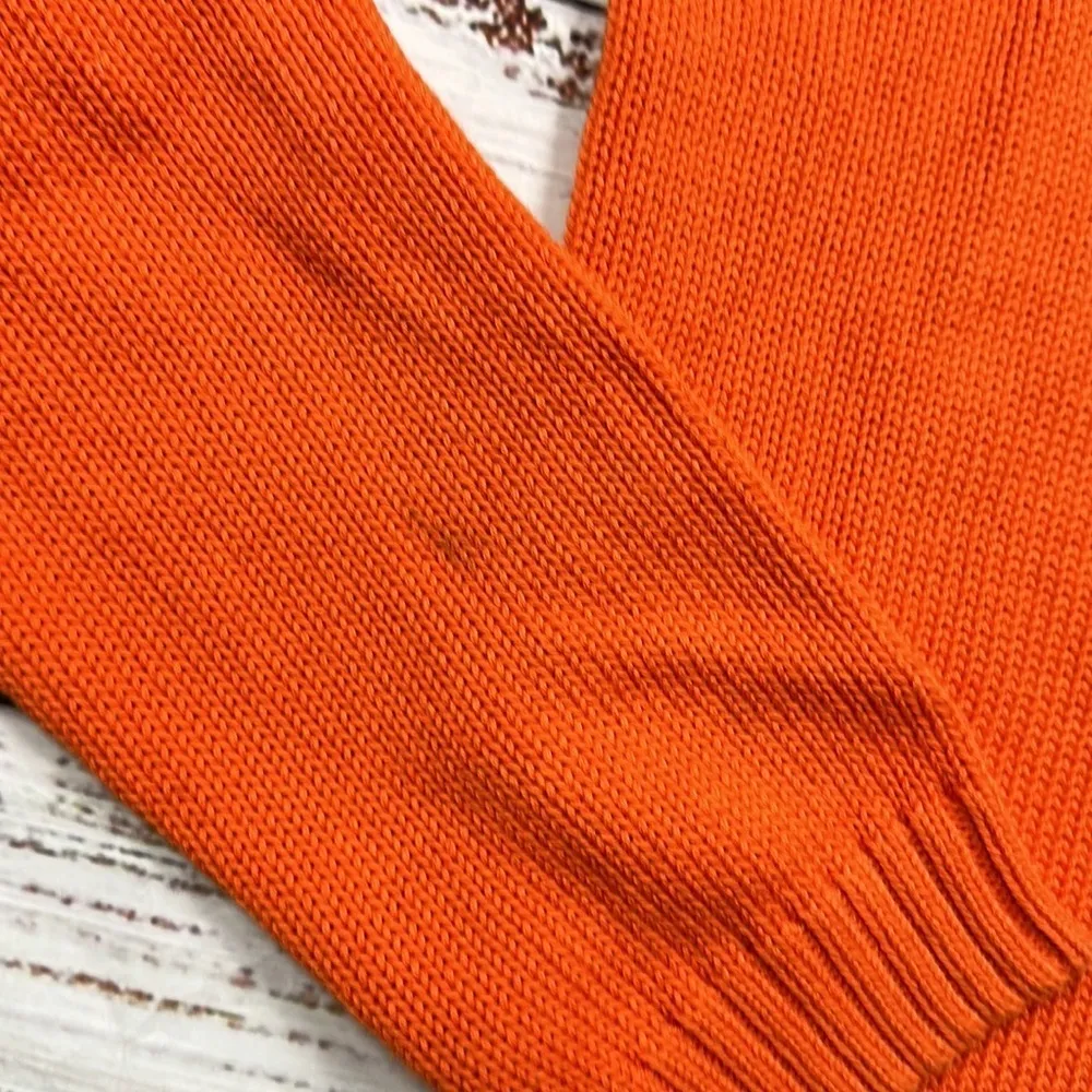 Thomas Burberry zip up sweater cotton size large Orange - Image 4