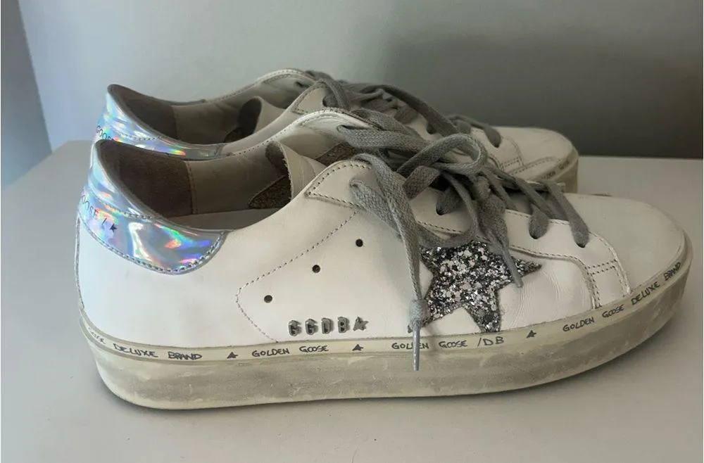 Golden Goose Hi Star White Glitter Star Mirror Heel - Image 2