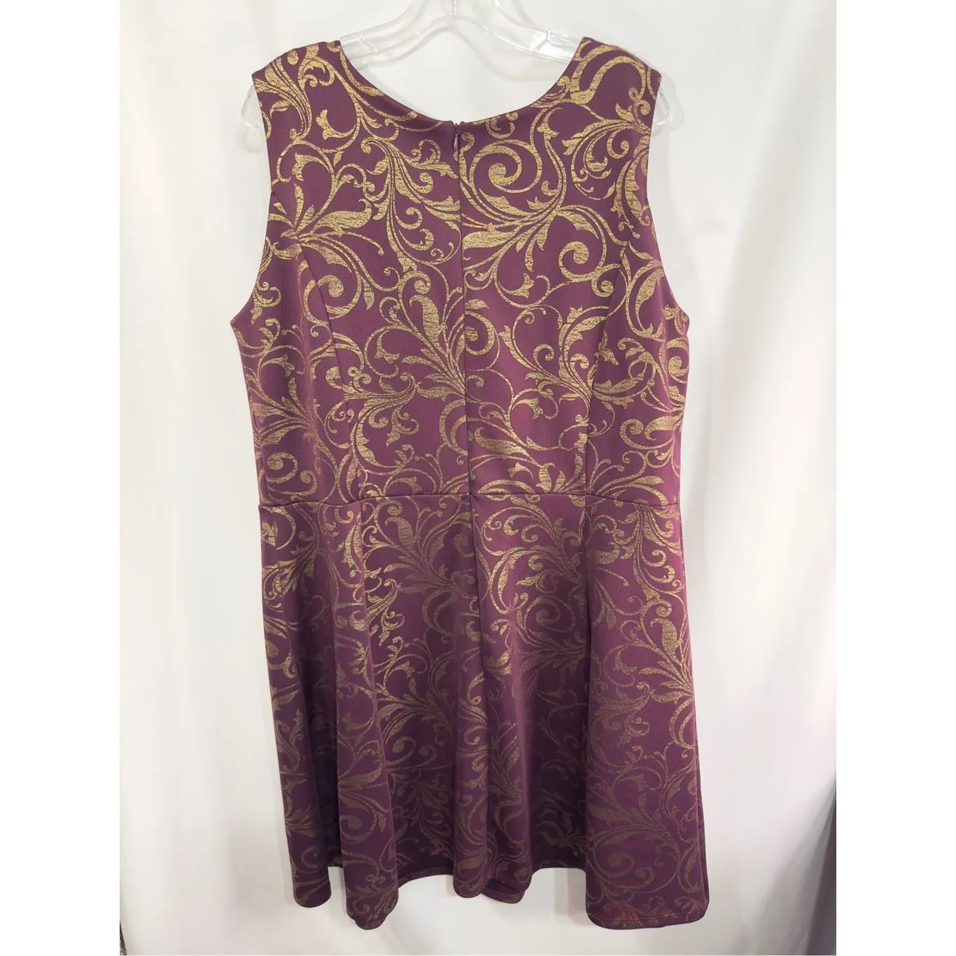 Enfocus Women Plus Size 20W Dress Scuba‎ A Line Sweetheart Purple Gold Knee 1404 - Image 2