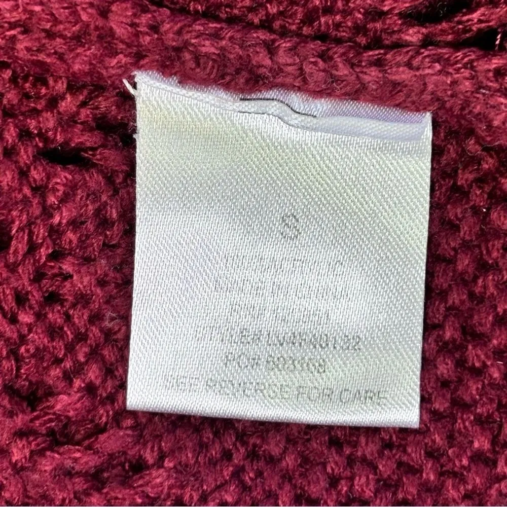 Olive & Oak Women's Burgundy Diamond Knit Button Back Sweater Fall Winter Small - Image 7