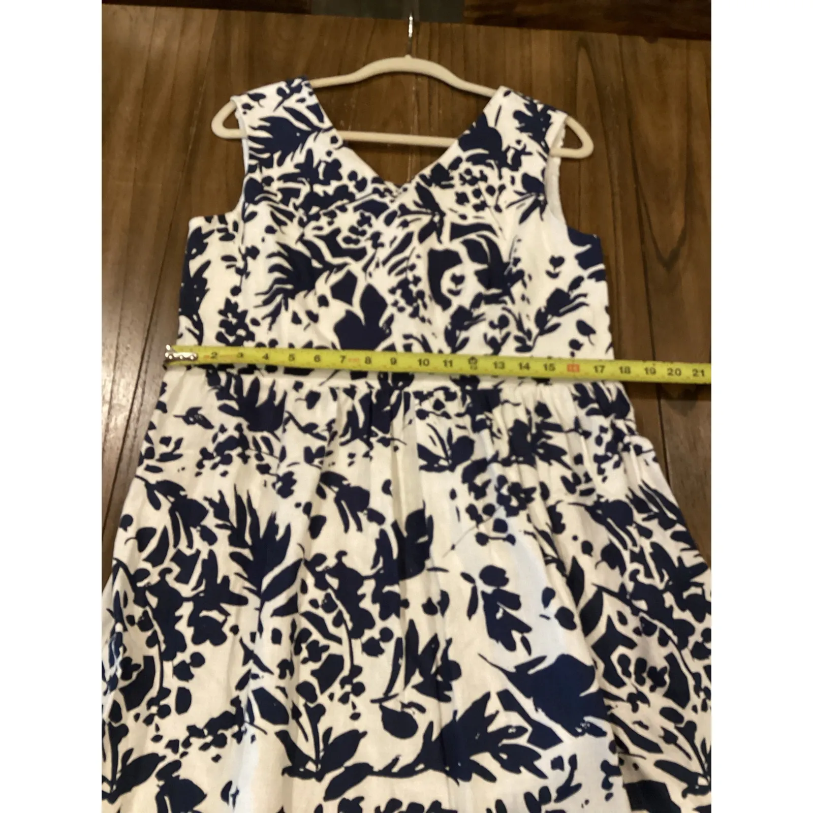 NWT Magaschoni Womens Bold Shadow Fauna Floral Linen Midi Dress Blue White - Image 5