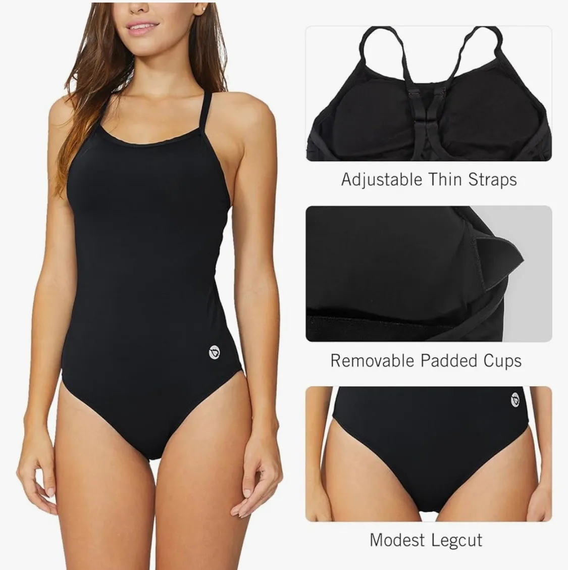 Women's Athletic Training Adjustable Strap One Piece Swimsuit - Image 3