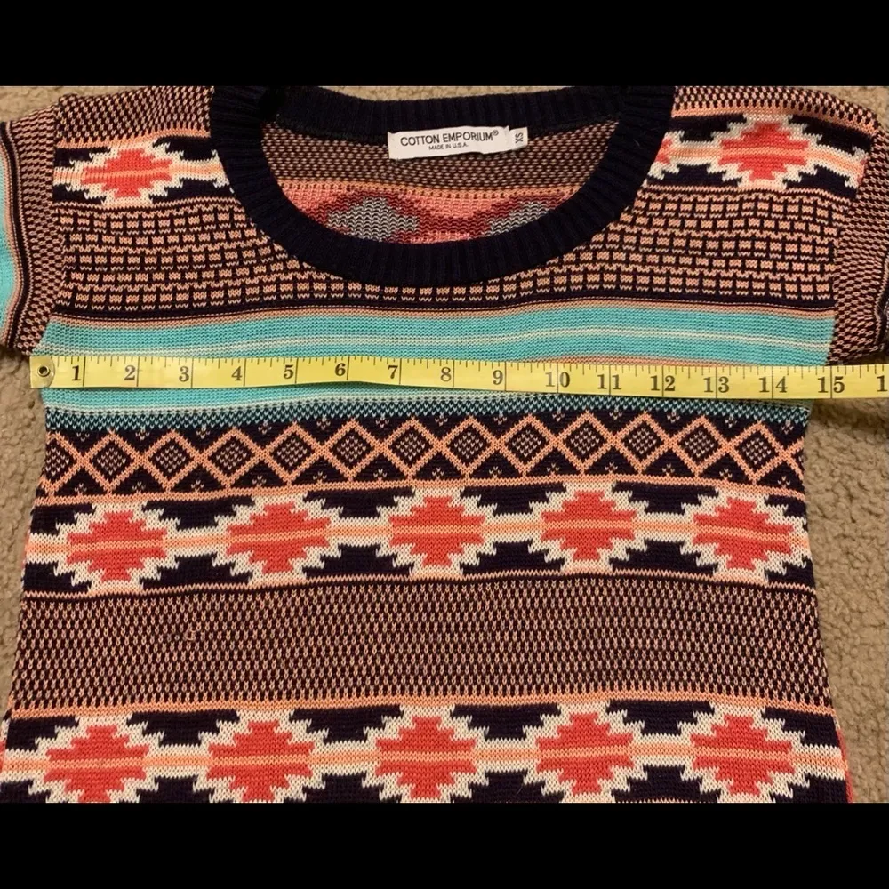 Cotton Emporium tribal striped sweater, XS - Image 6
