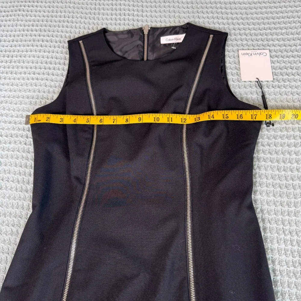 NWT Calvin Klein Black Sheath Dress Womens 4 Office Work Cocktail Zipper Accents - Image 7