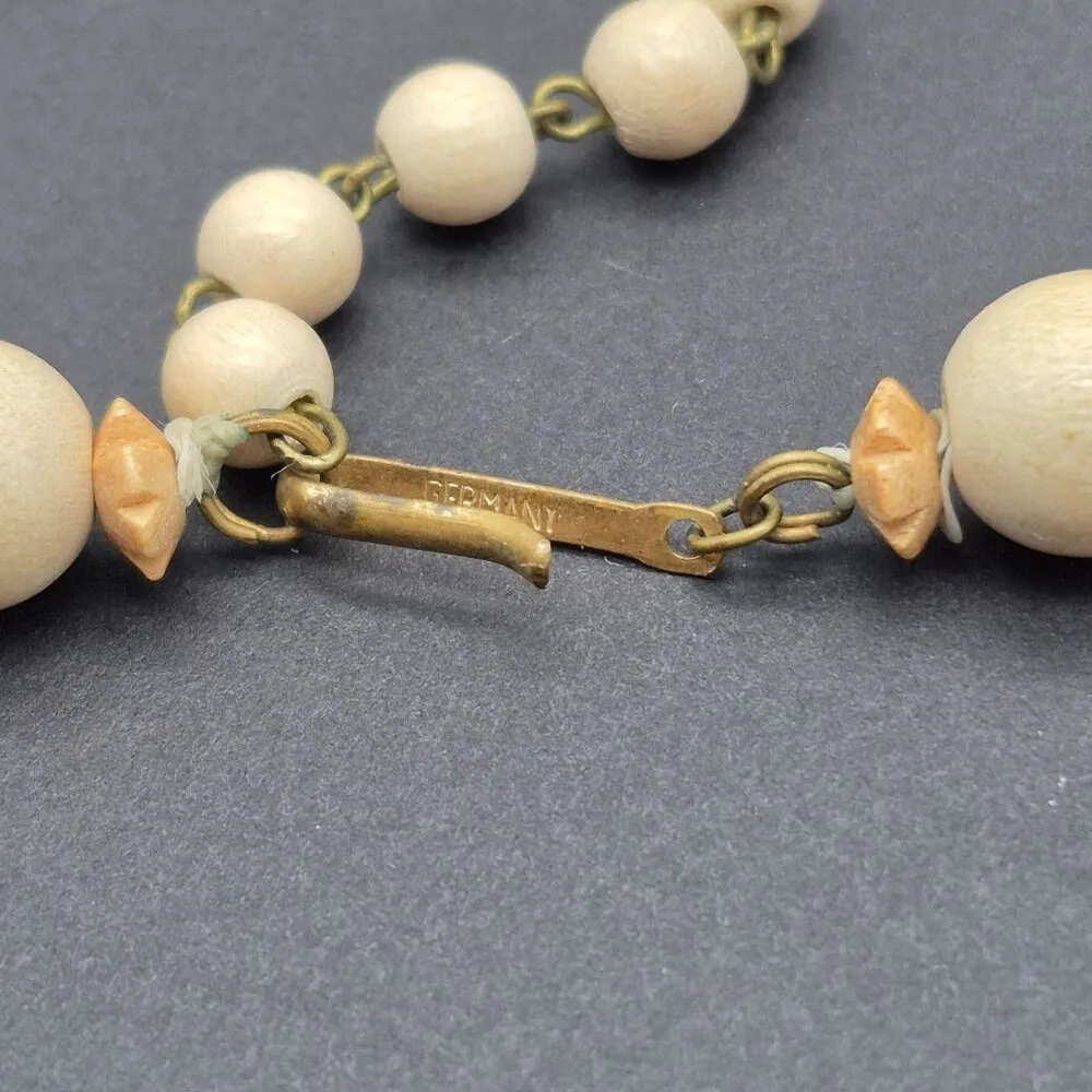 Wooden Beads Single Strand Necklace Wooden Spacers Made in Germany 27" - Image 7