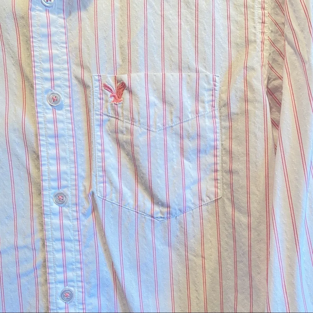 American Eagle stripe womens button down sz S pink - Image 6