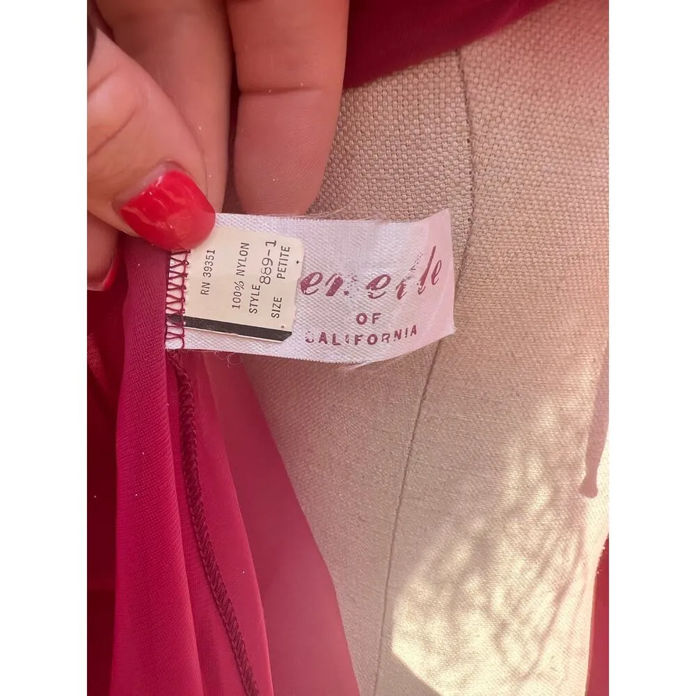 VTG Jenelle of California Merlot Robe Lingerie Marabou Feather 100% Nylon XL? Red Size M - Image 8