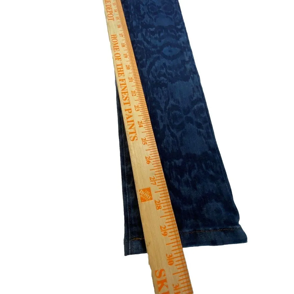 Eileen Fisher Denim Jeans Women's Size 6 Skinny Blue on Blue Ikat Print Mid Rise - Image 8