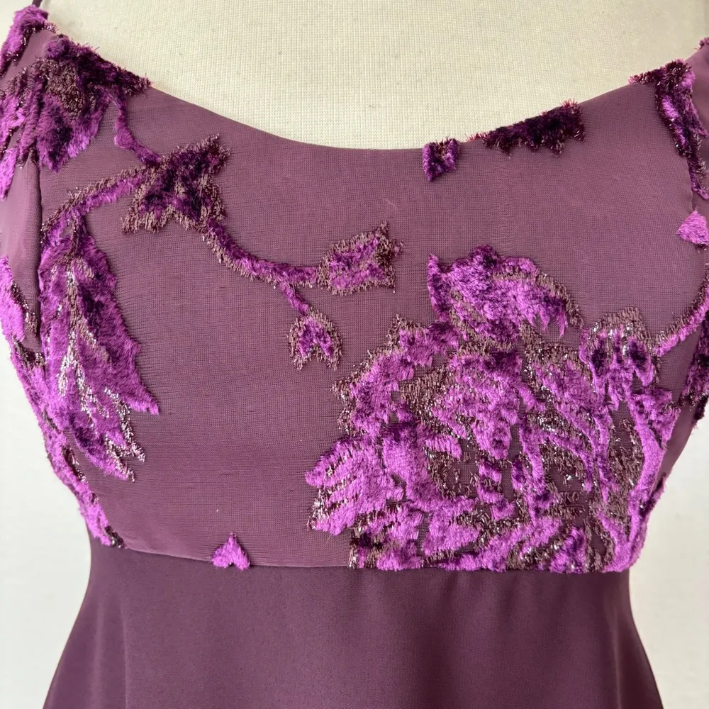 Vintage 90s Dark Purple Metallic Babydoll Sleeveless Cocktail Dress - Image 8