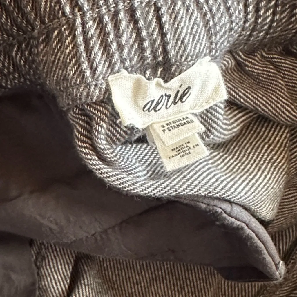 Aerie Anytime High Waisted Trousers Smoked Gray Wide Leg Flannel Pants Small - Image 8