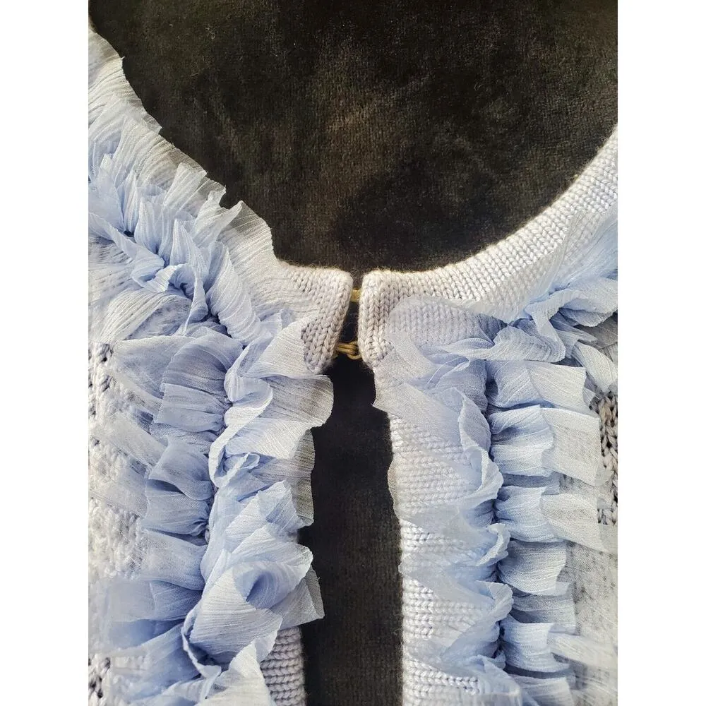 Ruby Rd. Women's Blue Cotton Long Sleeve Casual Cardigan Knit Sweater Size PL - Image 4