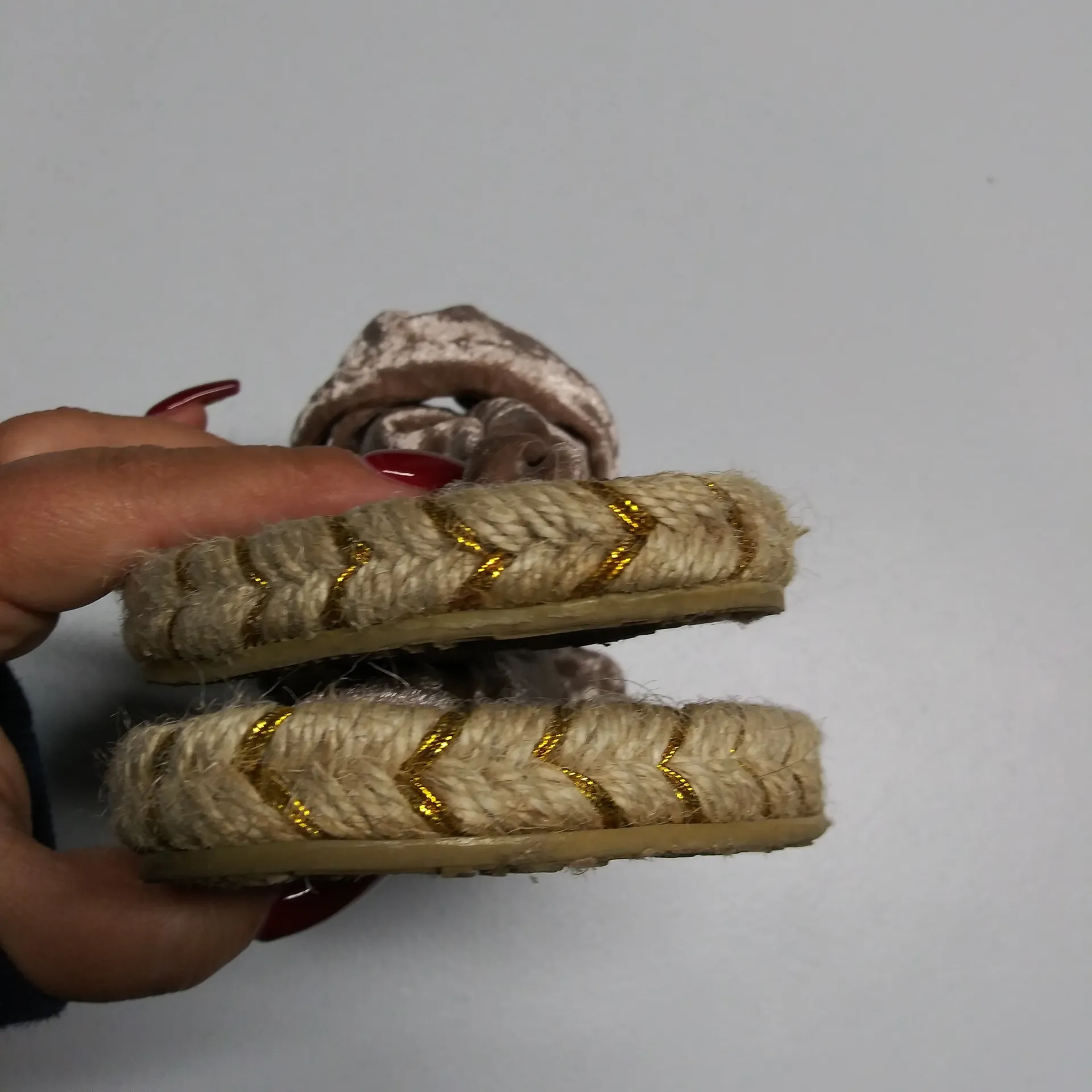 Nalho Ganika Velvet Bronze Taupe Yoga Mat Espadrilles Sandals Size 7 Brown - Image 6