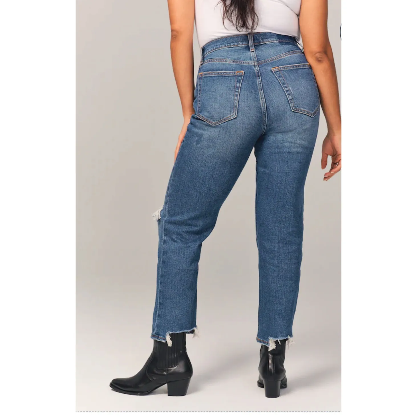 Abercrombie & Fitch Fitted Ultra High Rise Ankle Straight Distressed Denim Jeans - Image 5