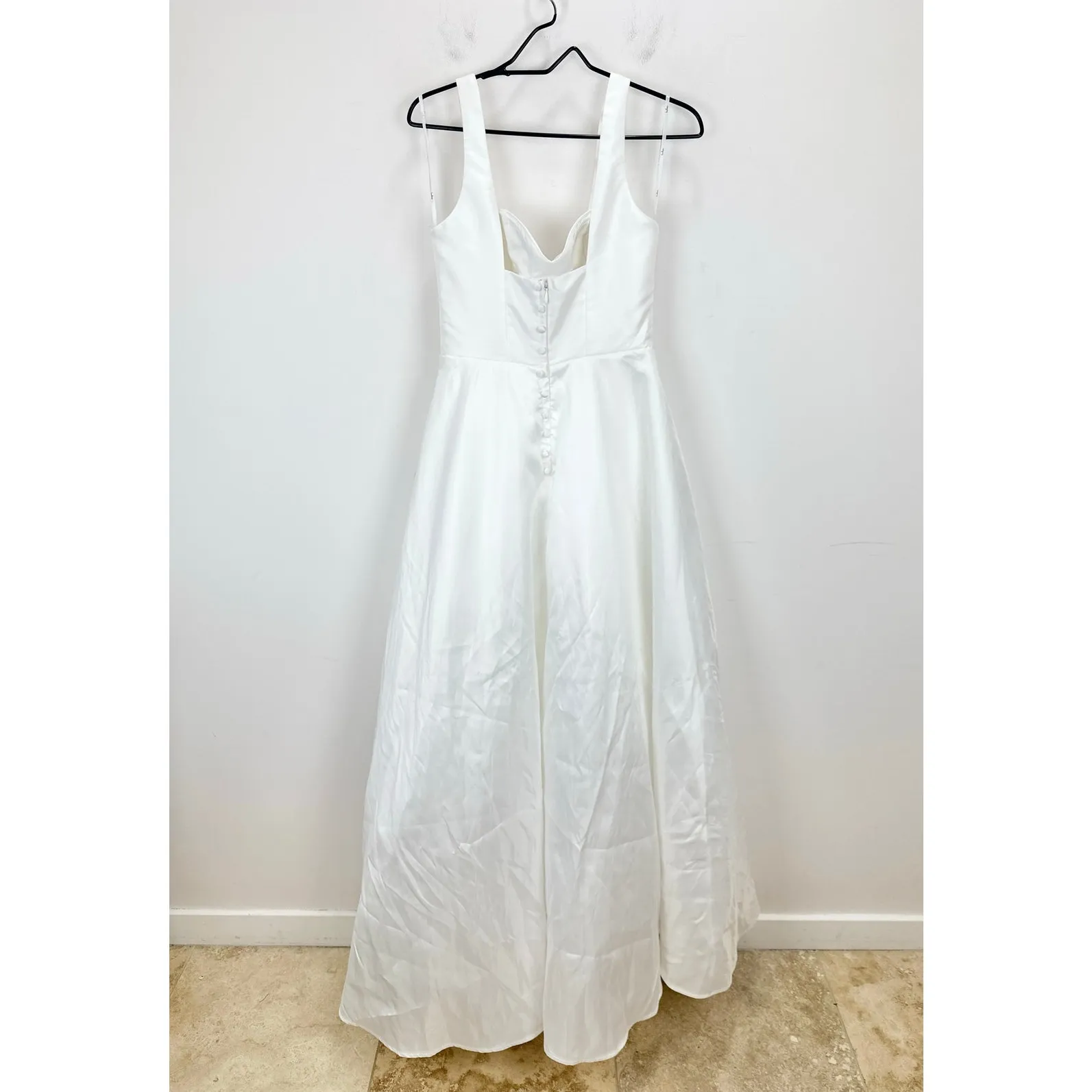 Lulus Modern Affection White Taffeta Pleated Sleeveless Maxi Dress Wedding S NWT - Image 10