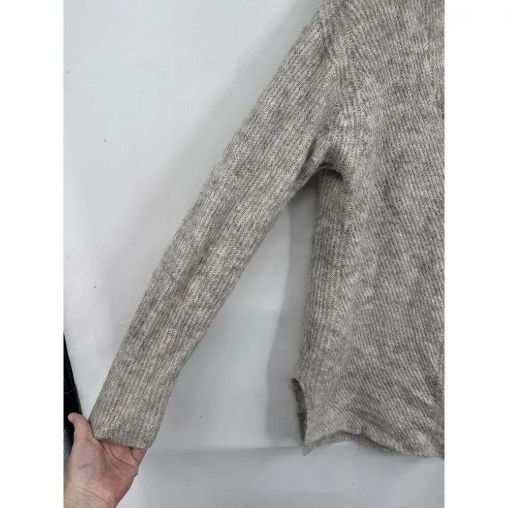 Point Sur J. Crew Alpaca Wool Blend Sweater Women Medium Grey‎ Button Back Gray - Image 9