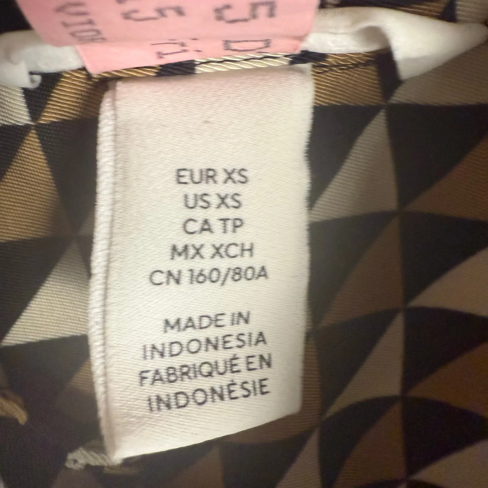 H&M Black Beige Geometric Print Blouse Wide Leg Pants Set Oversized XS - Image 14