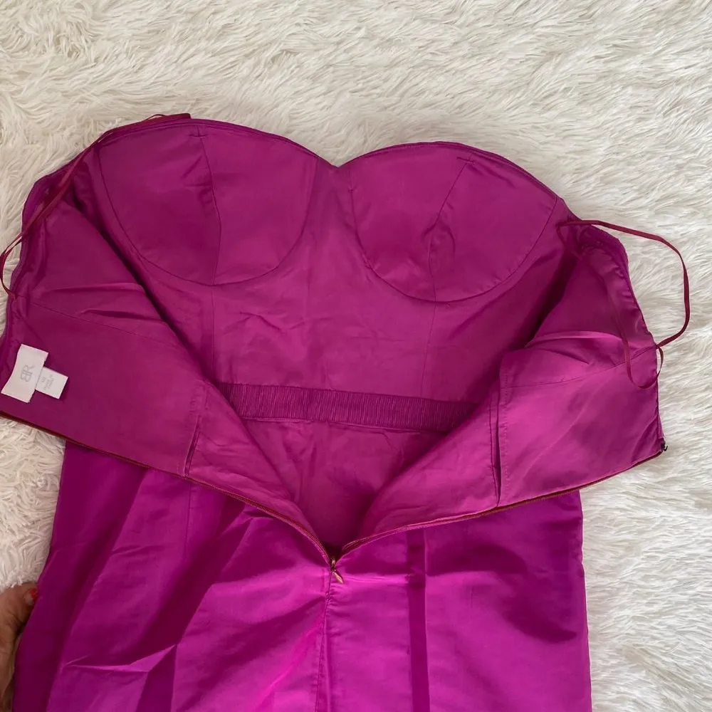 Bright Pink Sleeveless Raw Silk Cocktail Dress - Image 8