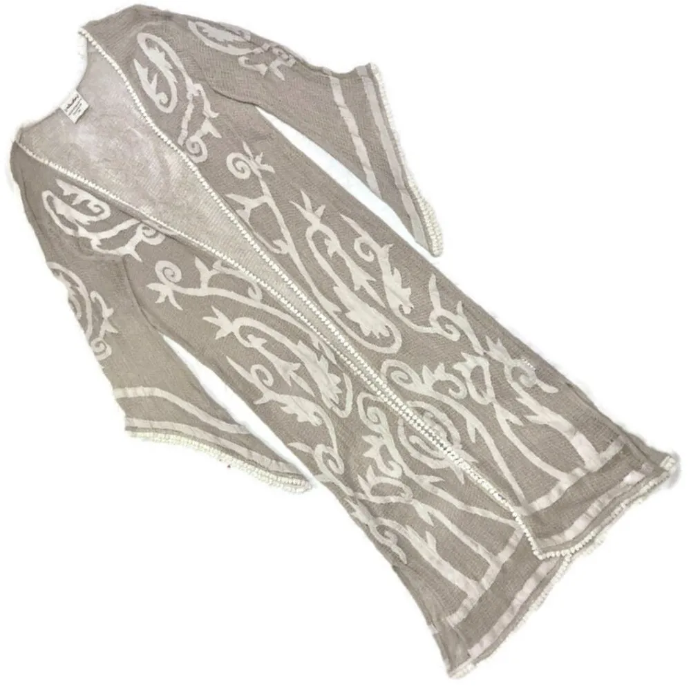 Muche Et Muchette Anthropologie duster robe kimono crochet lace wizard angel slv Tan - Image 1