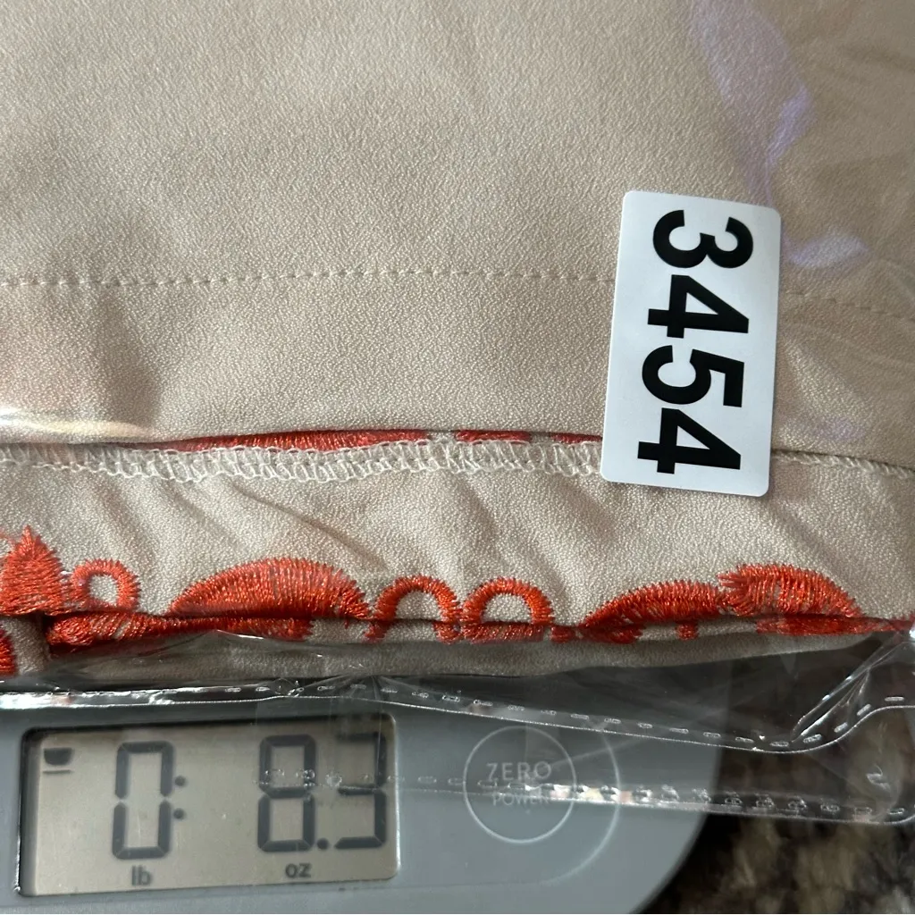 Lucy Paris Women’s Size L Cream Tan Orange Lace Hem Tank Sleeveless Sheath Dress - Image 8