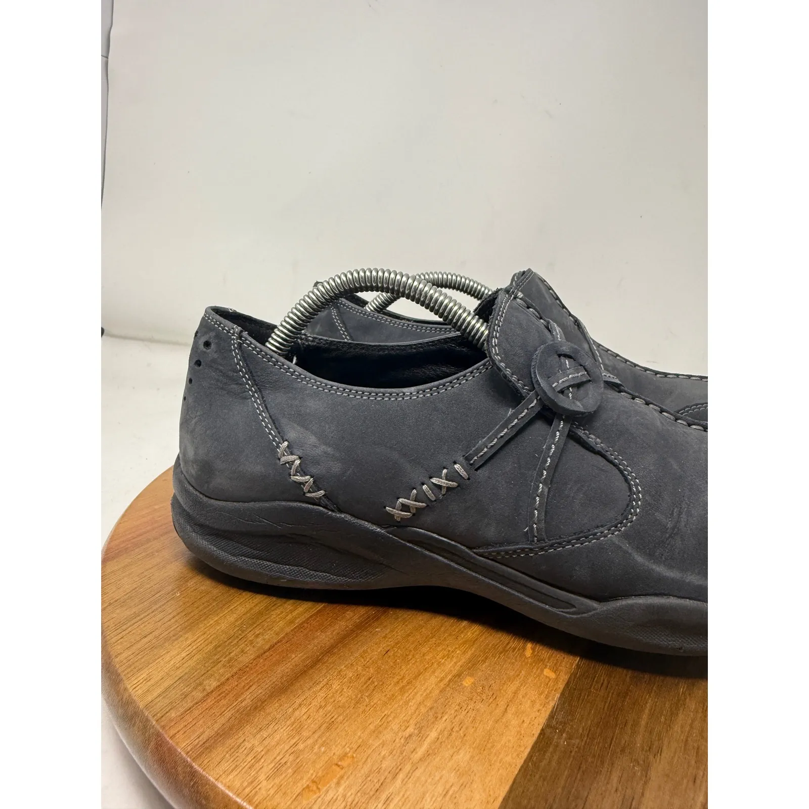 Clarks Wave Walk Leather Slip On Comfort Flat Casual Shoes Black Size 8M‎ - Image 5