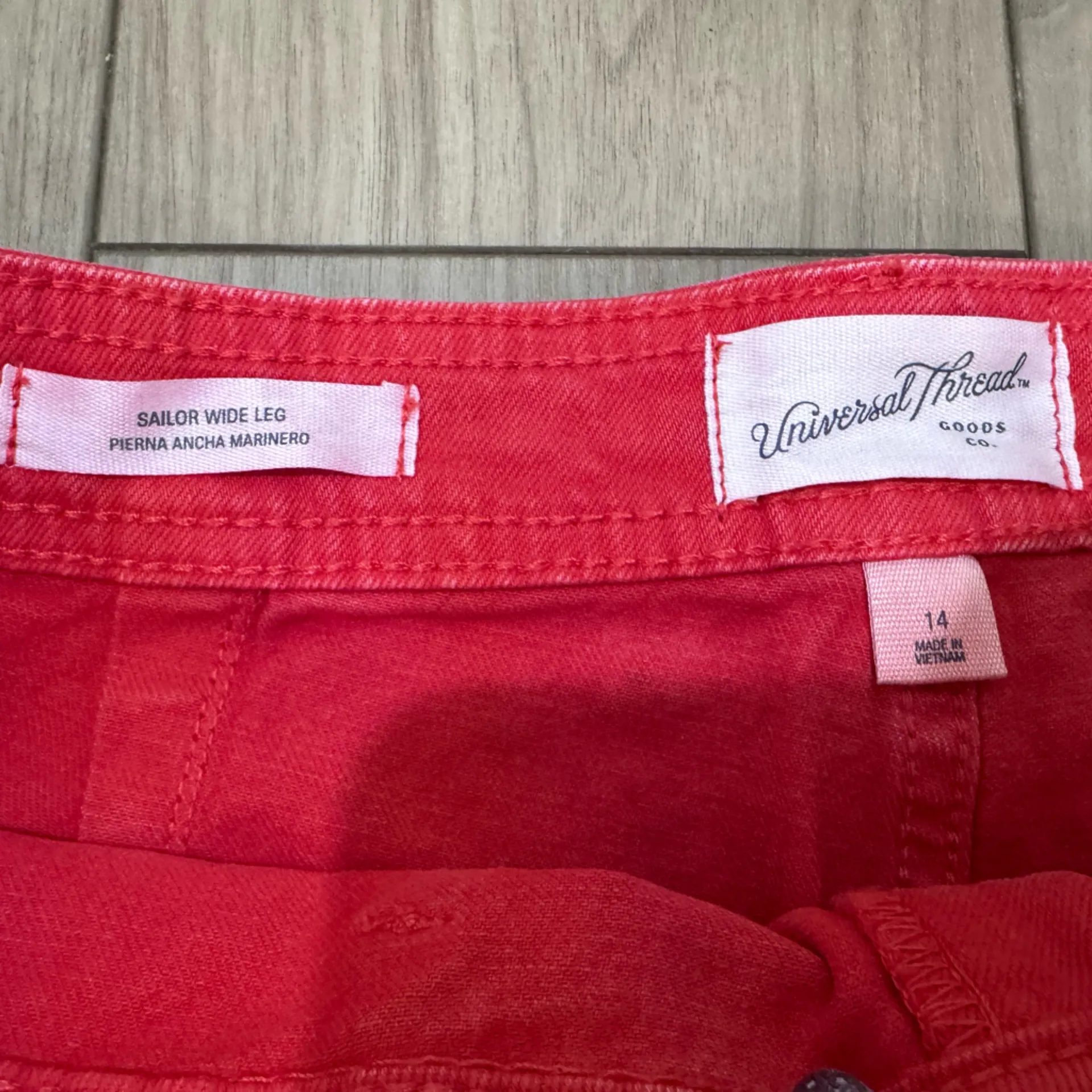 Universal Thread Women's Red Sailor Wide leg jeans- size 14 - Image 3