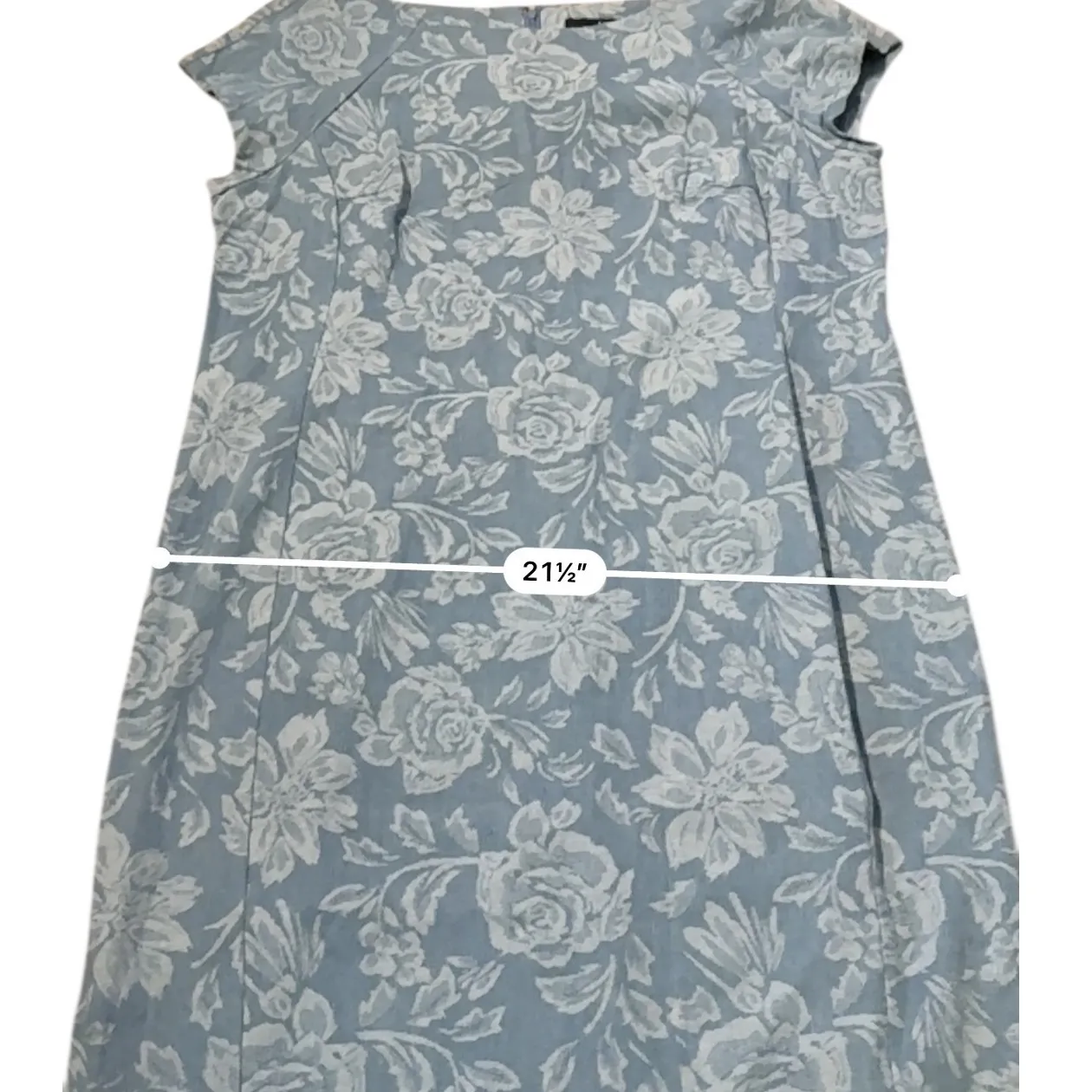 Ice Floral Jacquard Sheath Dress Women's 18W Blue White Cap Sleeve Textured - Image 7