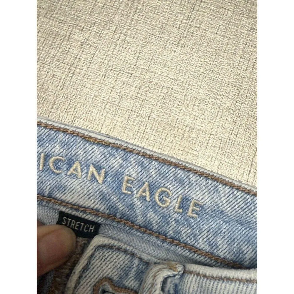 American Eagle Womens 00 Mom Jeans Distressed Raw Hem Stretch Denim - Image 4