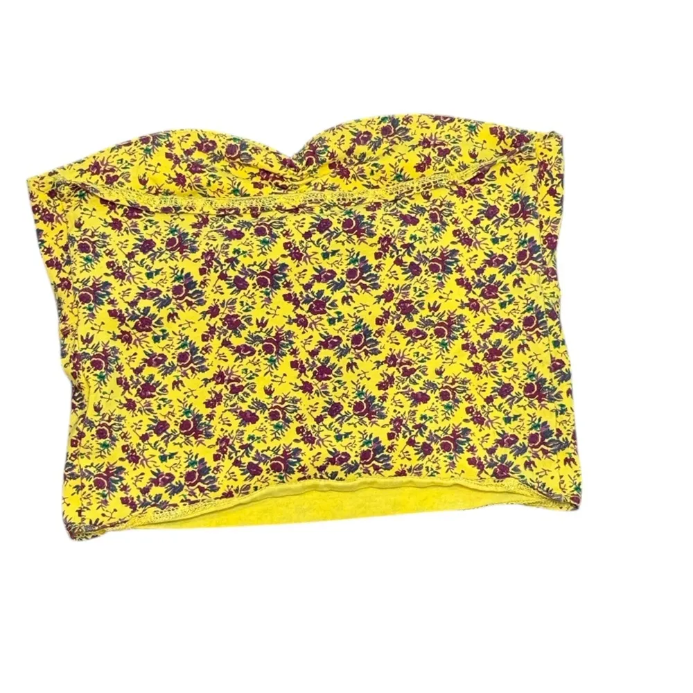 Silence + Noise Urban Outfitters Crop Tube Top Yellow Red Floral Print Small - Image 2