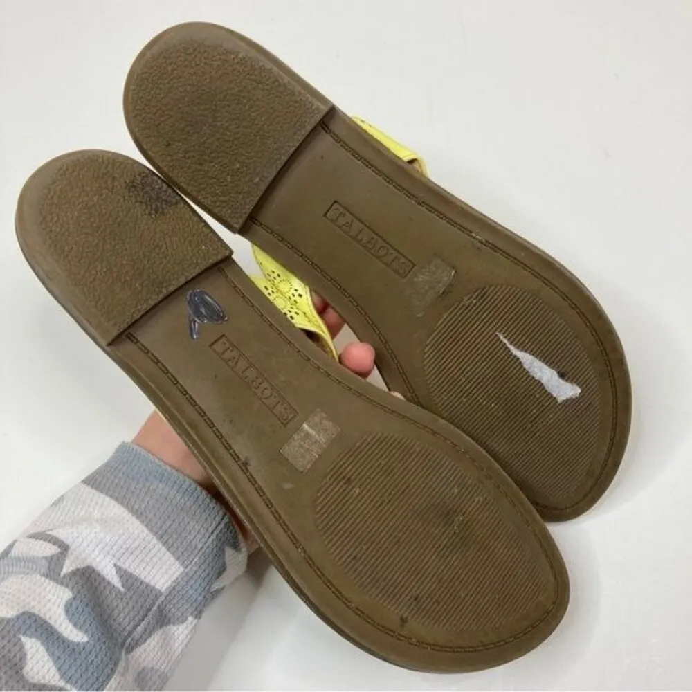 Talbots | Yellow Floral Eyelet Flip Flop Sandals 9 - Image 3