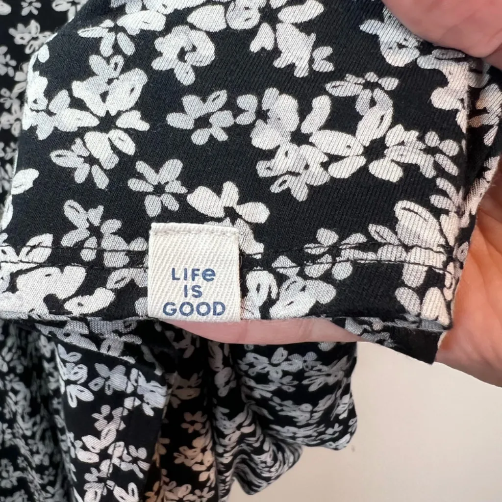 Life Is Good Women's Microfloral Sleeveless Mini Tank Dress Black Beach Sz Small - Image 6