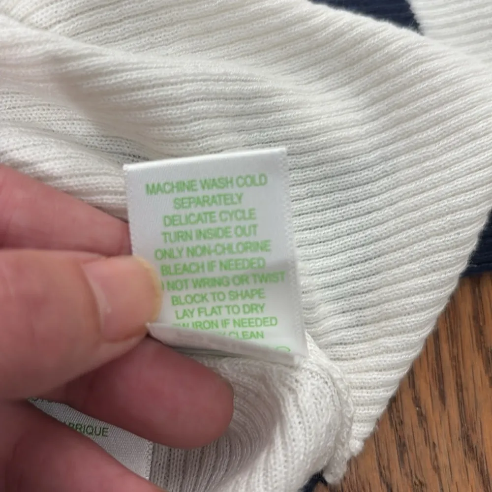 Lilly‎ Pulitzer Cadee Sweater Navy White Party Paradise Diagonal Striped size S - Image 7