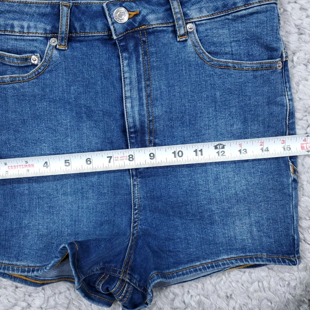Asos High Rise Lift and Contour Jean Shorts Mid Blue Stretch US 6 UK 10 Shortie - Image 10