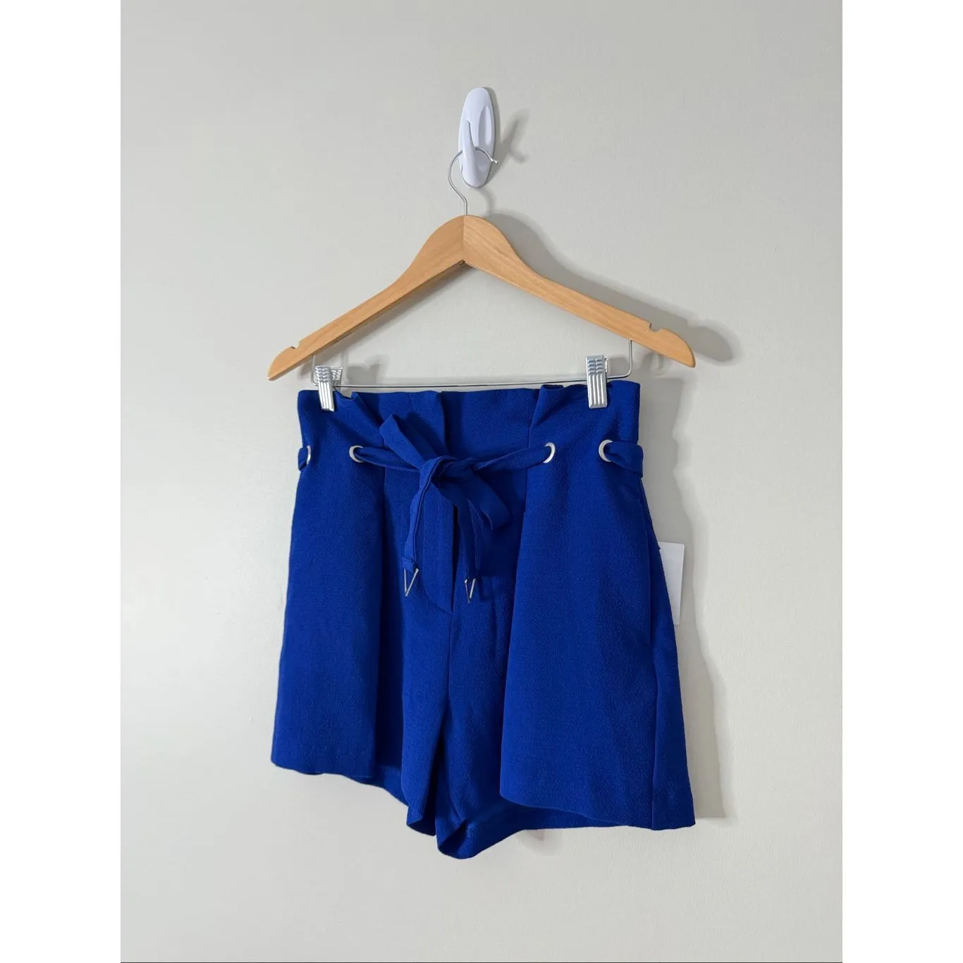 Allen Schwartz Blue High Rise Casual Textured Shorts Size 2 Tie Front NEW - Image 3