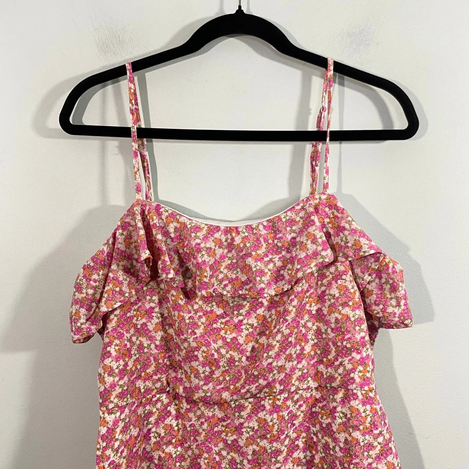 Altar'd State Women Pink Floral Strappy Ruffle Mini Dress Size XL - Image 3