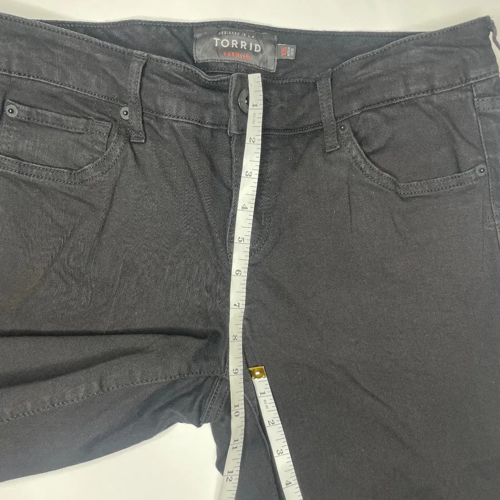 Premium Size 10S Stretch Black Stiletto Lace Raw Hem Ankle Skinny Jeans - Image 9