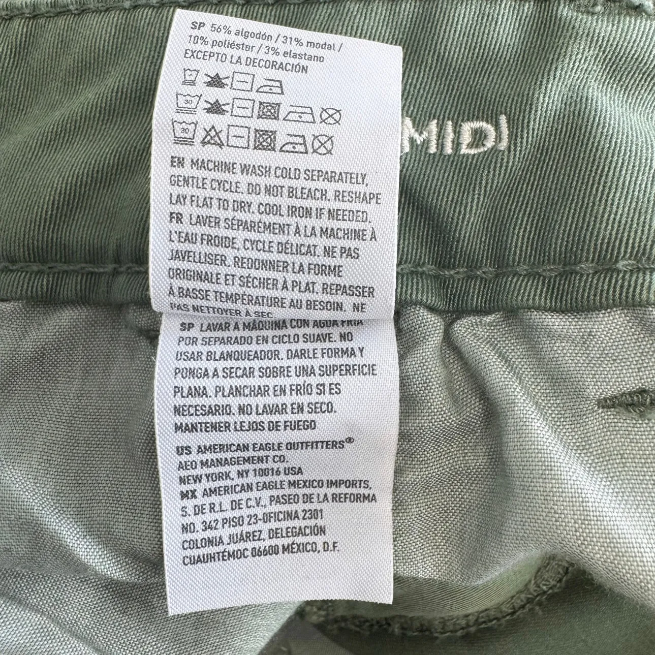 American Eagle Outfitters Green Denim Super Stretch Midi Waist Shorts Size 8 - Image 6