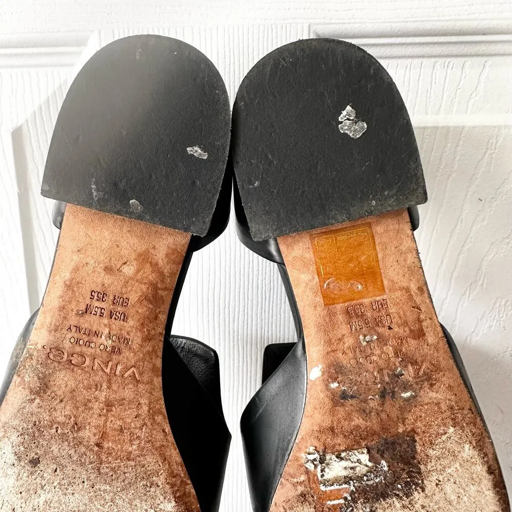 Vince Black Leather Damris D'Orsay Cut Out Pointed Toe Soft Loafer Flats 5.5 - Image 8