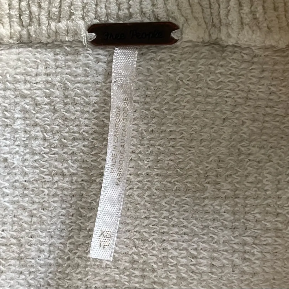 Free People Ottoman Slouchy Tunic Sweater Size XS Mock Neck Ribbed Stretch White - Image 7