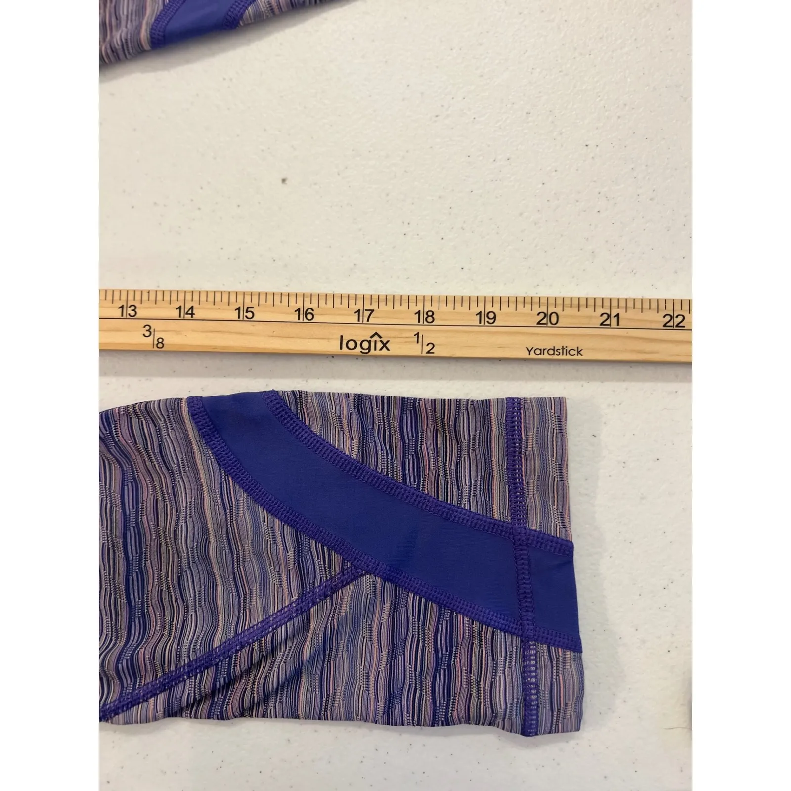 Lululemon Run‎ Inspire Crop II Luxtreme Purple Pink Striped Yoga Running Size 6 - Image 7