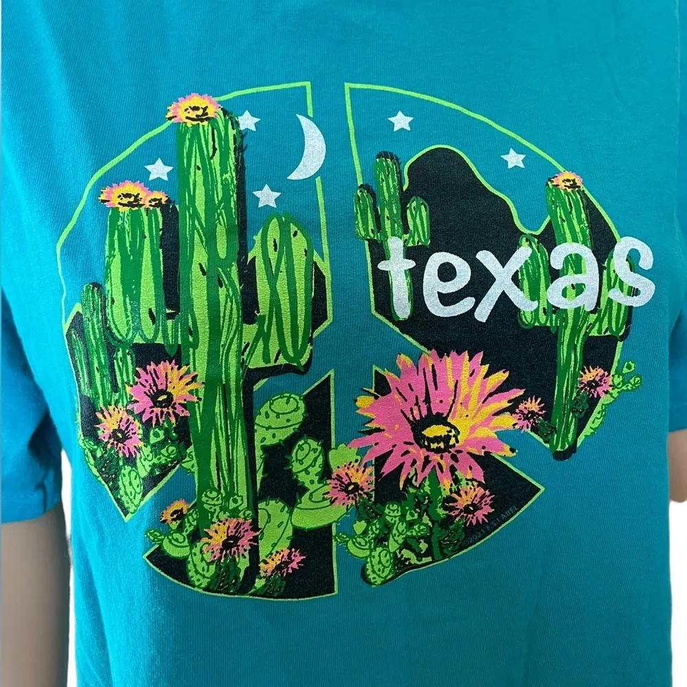 Port & Company Graphic Novelty Western Desert Floral Cactus Peace Texas T Shirt - Image 2