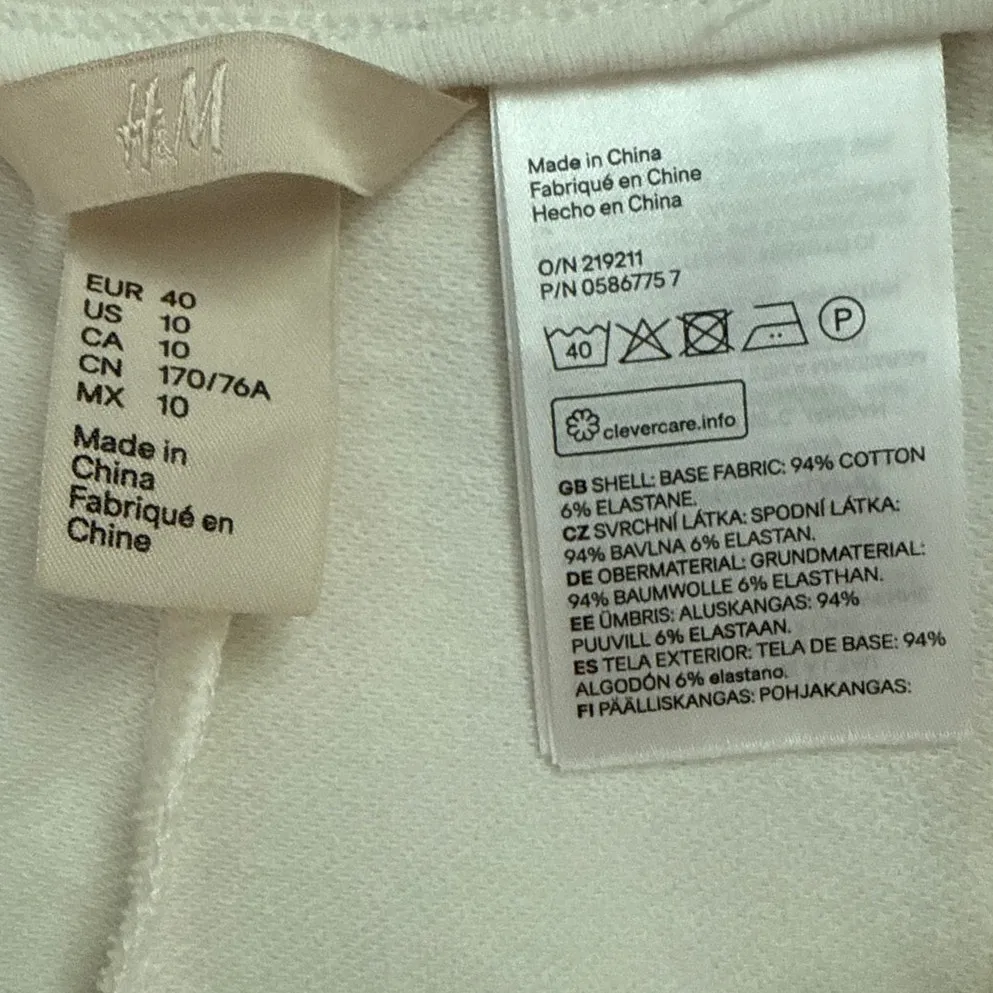 H&M High Waisted Paper-Bag Preppy Pleated Wide‎ Leg Trousers Cream Size 10 - Image 9