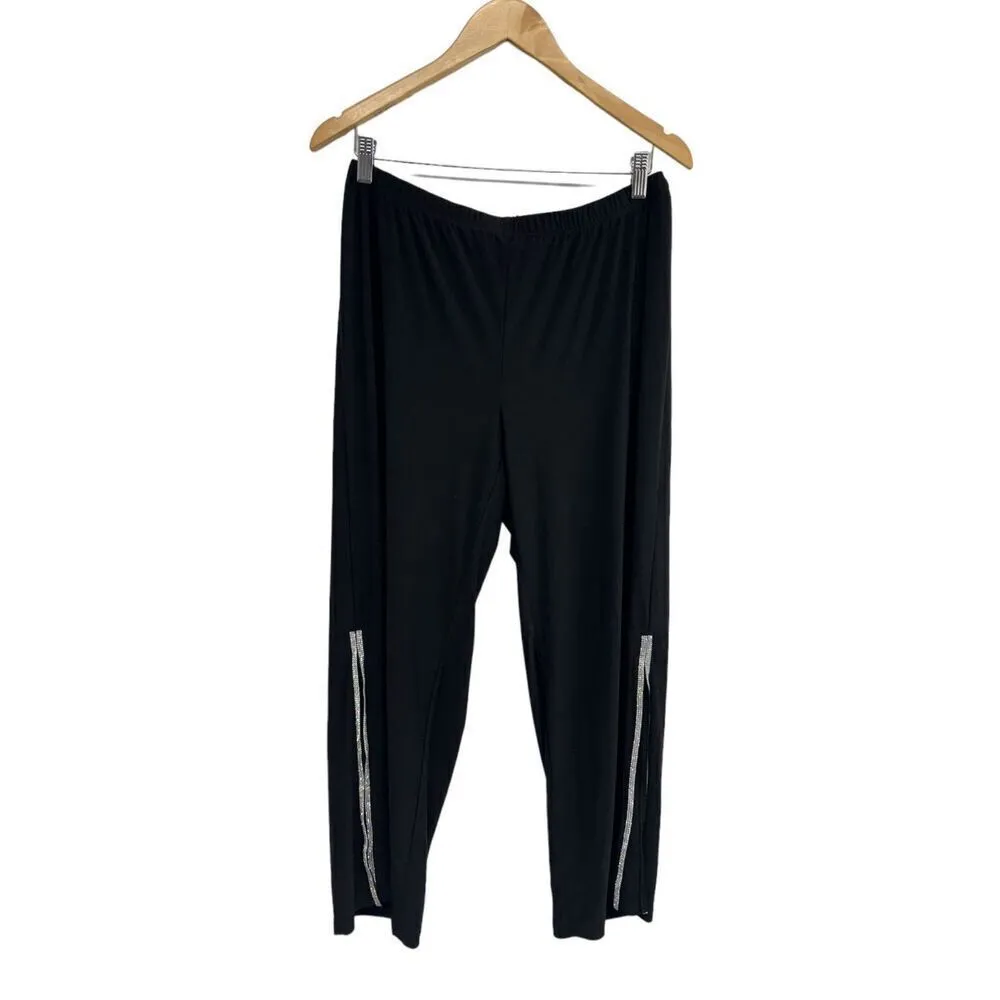 MSK‎ Wide Leg Pants Size XL Petite Black Rhinestone Elastic Waistband NEW - Image 10