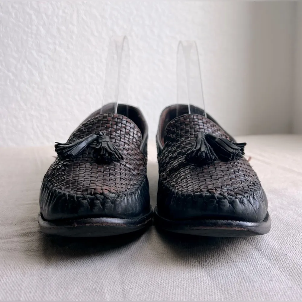 90’s Cole Haan Country Basketweave Leather Tassel Loafers - Image 3