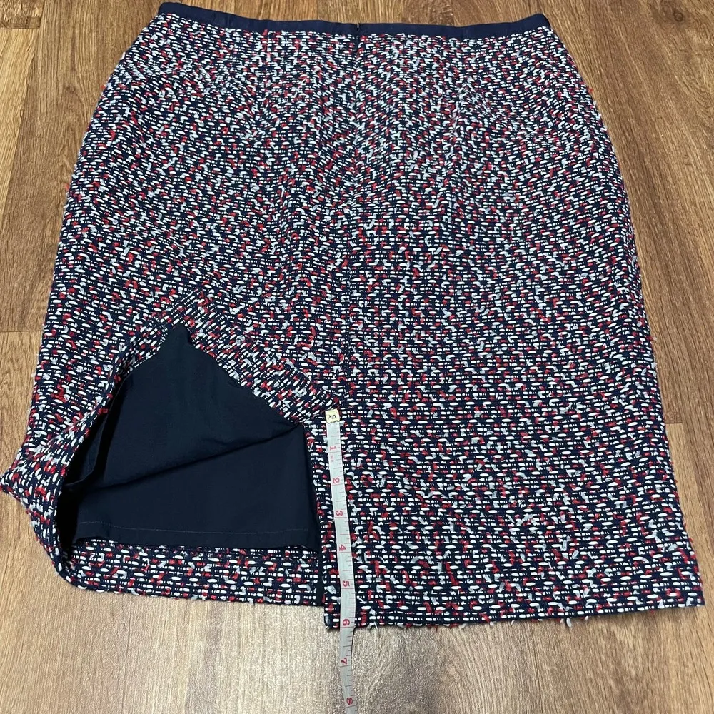 Talbots Womens Red White Blue Boucle Tweed Straight Pencil Skirt Size 10 - Image 10