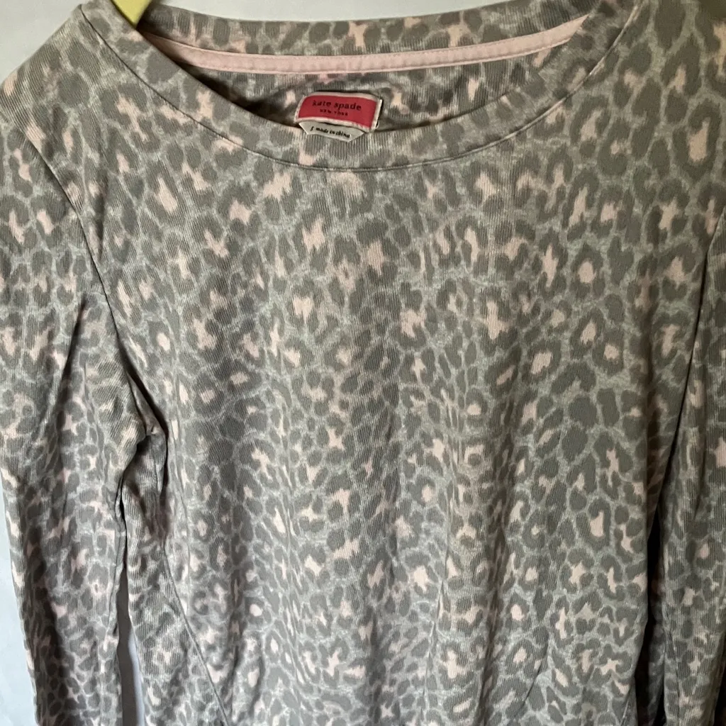 Kate Spade: Gray & Pink Leopard Print Top- Pockets- S - Image 5