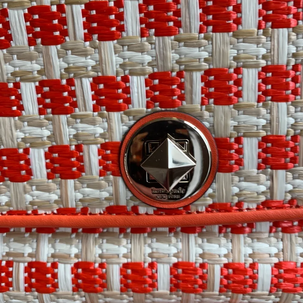 Authentic KATE SPADE Straw/Leather Flap turnlock crossbody/Shoulder bag - Image 3