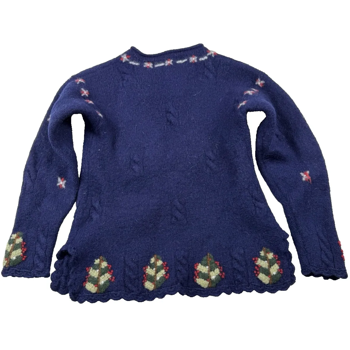 Vintage Belle Pointe‎ Christmas Sweater Size Small 100% Wool Country Santa Claus - Image 2