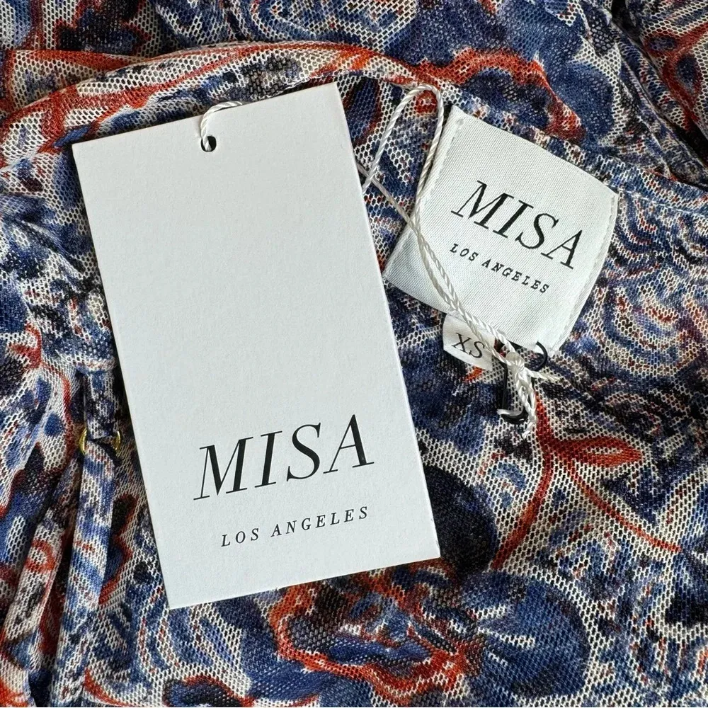 MISA Los Angeles Nicola Floral Mesh Halter Midi Dress Blue Size XS NWT - Image 9