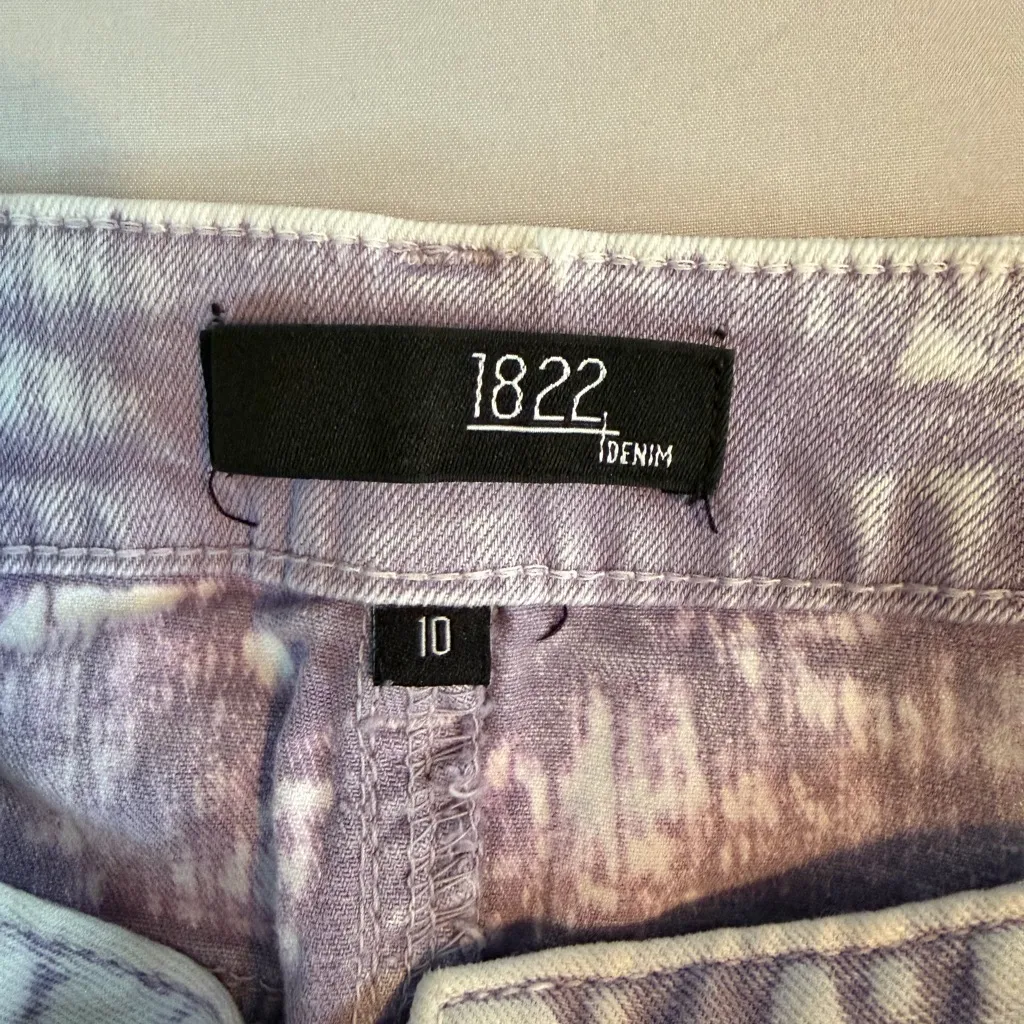 1822 Denim Purple Acid Wash High Rise Shorts Size 10 Raw Hem - Image 3